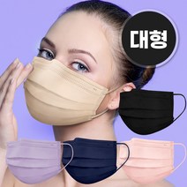 국산 컬러 덴탈 마스크 중형 대형 30매 토톰한 숨쉬기편한 자외선차단 퓨린스케이, (대형)_연베이지 30매입 개별포장