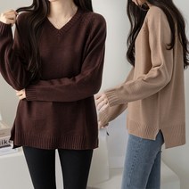 바이단미 MADE 여성용 기본 베이직 심플 스카시 브이넥 니트