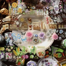 감성 일러스트 꽃 디저트 야채 다꾸 그림 마테 마스킹테이프 4종, 2.향기 (MT-864)