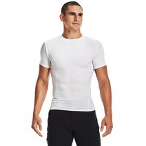 Under Armour 남성용 히트기어 택티컬 컴프레션 반팔 티셔츠 블랙 (001)/클리어 L, White (100)/White_Large