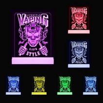 간판 led 미니 영업중 문패 채널 예쁜LED 현판제작 나무메뉴판 라이프 스타일 Vaping Hipster Skull Led 네온 라이트 사인 Vape Shop 데스크탑 비즈니스, White Base