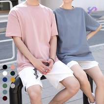 와이제이 국내 당일 발송 남여공용 특양면 라운드넥 면100%반팔티 10컬러 오버핏 루즈핏 반팔 티셔츠 라운드 반팔티 무지 커플티 YJK026