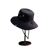 더깔끔 성인 남녀공용 넓은 챙모자 등산모자 낚시모자, 블랙