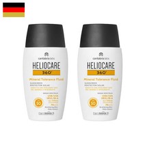 독일 HELIOCARE 헬리오케어 미네랄 톨레랑스 플루이드 크림 자외선 차단 SPF50 민감 피부용 50ml, 2팩