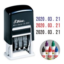 샤이니 날짜 자동 사각 스탬프 S-300 케이스 랜덤 발송 + 전용잉크(28ml) 포함, 먹색