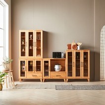 더젠 에르뎀참죽원목2700 유리도어 다용도주방수납장세트1(상부900장식장/900서랍수납장/900수납렌지대/900장식장/도장제품), 브라운