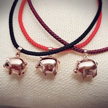 14k 통통 돼지 실크 매듭 끈 팔찌 남자 여자