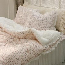 잔잔한 아기꽃 아사 프릴 차렵 이불 퀸사이즈 침구