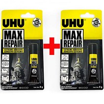 UHU Max Repair Transparent Extreme Adhesive – Polymer Technology – Solvent Free - 8g - Twin Pack nul, Clear