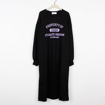퍼니걸스 오버핏 나염 프린팅 레터링 홈웨어 롱 원피스_1259