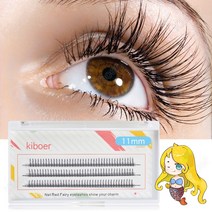 Kiboer 포이트 속눈썹 인조 자연스러운 걸그룹 타입 삼각형 디테일, 1개, 블랙 11mm*3
