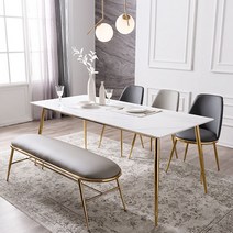 모딜리아니 M84 세라믹 골드 6인 식탁세트(의자＋벤치), 모던마블