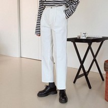 [다잇템] 여자 오피스룩 크림색 H라인 면바지