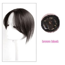 여자 정수리 앞머리 옆머리 볼륨 부분 가발 AOSI 인조 헤어 여성용 앞머리 짧은 클립내추럴 블랙 솔리드 컬러, 24 T1B/350