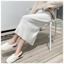 SJW 여성용 롱 스커트 니트 골지 옆트임 소프트 치마 여성의류 가을겨울