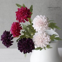 cocooning 꽃리스 가렌드 조화부케 3color 2송이 데이지꽃 인테리어 조화, 진보라