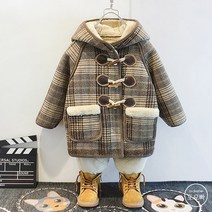 도오빠 아동 모직 코트 기모 후드 자켓 떡볶이 체크코트 키즈 아동코트