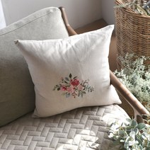 프렌치자수 소파 쿠션커버 순면 사각 디자인 쇼파 쿠션