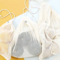 아베라 제로웨이스트 순면 삼베 파우치 장바구니 면주머니, 1개, 2.메쉬 파우치 L