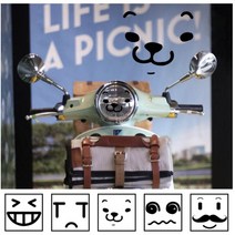 현카 베스파 혼다 커브 원형 헤드라이트 이모티콘 표정 스티커 데칼 오토바이 스투터 바이크, (07)7