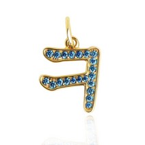 매즈믹 한글 자음 펜던트 ㅋ -18k 옐로 골드 플레이티드 블루 CZ