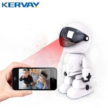 Kervay WiFi 로봇 보안카메라 Full HD 1080P 나이트비전 AP핫스팟 모션감지 홈보안 카메라 실내용, 레드(단품)