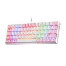 KA6406 키보드 RGB USB 기계 게임 64 키 유선 분리형 케이블 휴대용머 레드 스위치 캡, White Pink