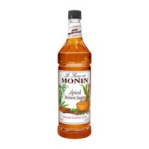 미국직구 모닌 - 향신료가 함유 브라운 슈가 시럽 시나몬 향의 달콤함 자연인 맛 커피 디저트 사이다 및 칵테일에 적합 비GMO 글루텐 프리(1리터), 1개, 1L