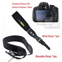니콘 D7500 카메라 LCD 보호 필름 어깨 스트랩 손목 로프 처리 로프에 대한 HD 강화 유리 화면 보호기, 03 Set 3