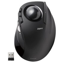 ELECOM DEFT 트랙볼 마우스 2.4GHz 무선 핑거 컨트롤 8버튼 기능 인체 공학적 디자인 광학 게이밍 센서 부드러운 레드 볼 윈도우 11 맥 OS (M-DT, Black / Black ball