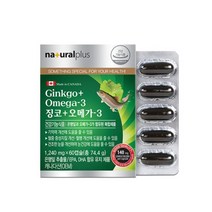 징코플러스 오메가3 60캡슐 캐나다산, 징코 오메가3 2개입(120정) 4개월분