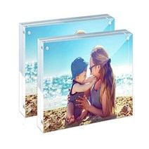 HELPlex 아크릴 프레임 2팩 5x7 그림 24mm 두꺼운 프레임 없는 투명 양면 마, 4x4(2 PACK)
