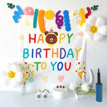 하피블리 곰돌이 생일가랜드 안경머리띠 곰돌이초 세트, 곰돌이초 생일 가랜드 세트(화이트)