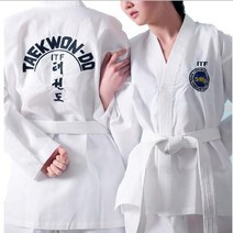 연습용 격파 판미트 Professional itf 승인 흰색 유니폼 태권도 학생 도복, 하얀, 180cm