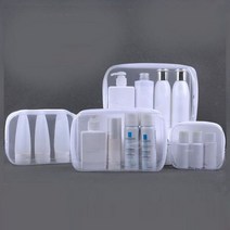 1PC 여성 여행 클리어 메이크업 가방 투명 PVC 화장품 가방 뷰티 세면 용품 메이크업 파우치 워시 보관 가방 파우치, White, L