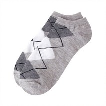 1+1 남자 아가일 패션 데일리 발목 양말 패션 삭스 회흰