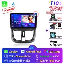내비매립 Srnubi-2 Din 안드로이드 11 차량용 라디오 멀티미디어 플레이어 GPS DVD 헤드 유닛 푸조 207 CC 207CC 2006 -, [16] T10-2 Camera-64G DVR