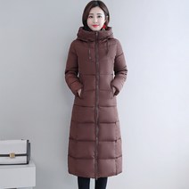 DuckBu B 롱패딩 두껍고 확장 된면 패딩 재킷 여성용 겨울 슈퍼 긴 무릎 방수 슬림면 패딩 재킷 코트 여자롱패딩