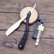 면도날 양날면도날 면도기 이발소 남성 스트레이트 에지 제거 깃털 블레이드 아연 합금 접는 면도 칼 샌달우드 핸들, new 블랙 razor set