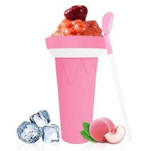 슬러시 메이커 컵 스무디 핀치 컵 이중 레이어 휴대용 스퀴즈 아이스 실리카 컵 아이스크림 소다 과일 주스 음료 메이커용(라이트 핑크), Light Pink