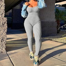 여성 골지 트레이닝 바디프로필 의상 나시 점프수트 W423