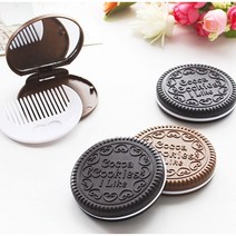 쿠키 과자 모양 빗거울 세트 휴대용 손거울 머리빗, 필수선택옵션