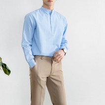 남자 빅사이즈 편안한 헨리넥 옥스퍼드 긴팔난방 남방