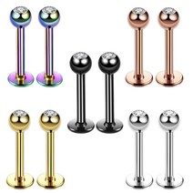 입술 피어싱 립귀걸이에 대 한 피어 싱 2PCS 스테인레스 스틸 Labret 트렌드 지 르 콘 귀 펑크 스 터 드 쥬