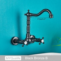 슬림수전 엔틱 전화기 샤워기 거위목 일반수도꼭지벽걸이 욕실 주방 수도꼭지 듀얼 핸들 황동 골동품 냉온, 07 Black Bronze D