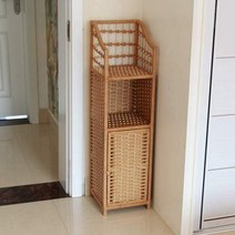라탄 수납장 틈새 공간 거실 침실 코너 수납장, 카키 가로 27 세로 27 높이 100cm + 갖추다