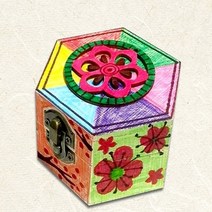 육각함 한지공예 전통 만들기 키트 선물 인테리어 민속, 단일옵션