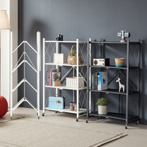OMT 원터치 폴딩 선반 철재 수납장 이동식 4단 접이식 선반 4T125, 화이트 / 4T125