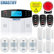 내장 안테나 도어 갭 센서 PIR 모션 감지기 무선 LCD GSM SIM 카드 집 보안 경보 시스템 연기 플래시 사이렌, 없음, 3.G2B Bundle C