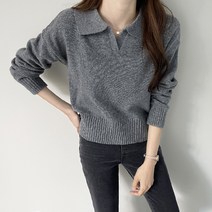 바이단미 여성용 카라넥 캐시울 카라 니트